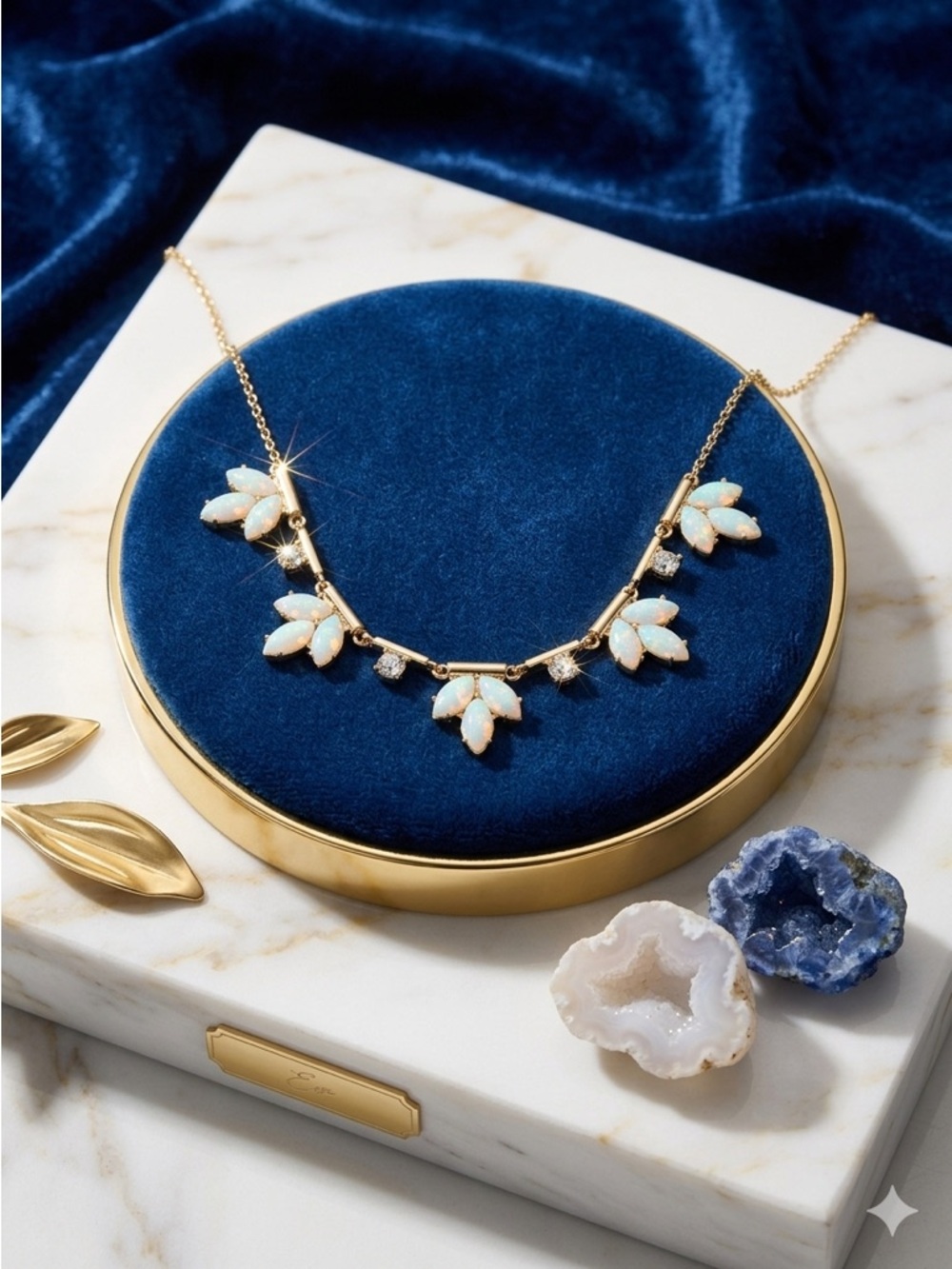 Luxe Bridal Botanical: Opalescent Floral Marquise Statement Necklace